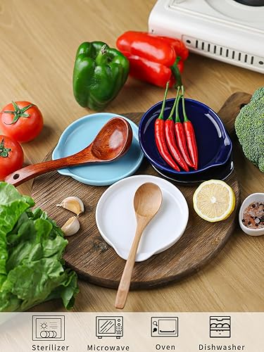 Miniatura 3 de GDCZ Soporte de cuchara de cerámica para estufa de 5 pulgadas, soporte para cuchara grande para encimera de cocina, soporte para cuchara de café,