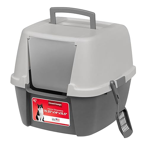 IRIS USA Large Cat Litter Box with Front Door Flap,