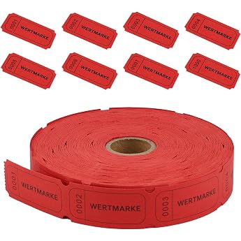 Pack of 1000 Value Tokens Rolls Food Stamps Red Tears Drink Marks