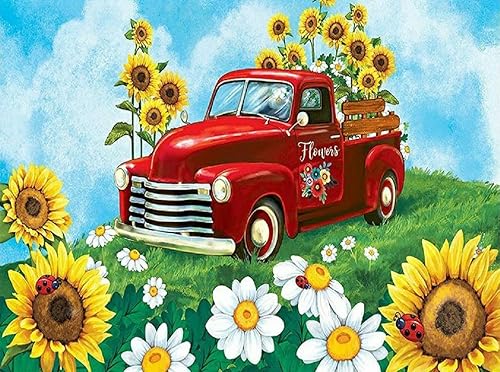 Koikify Kits de pintura de diamantes 5D para adultos y niños diseño de girasoles rojos pintura de diamantes kit de arte de diamantes de margarita