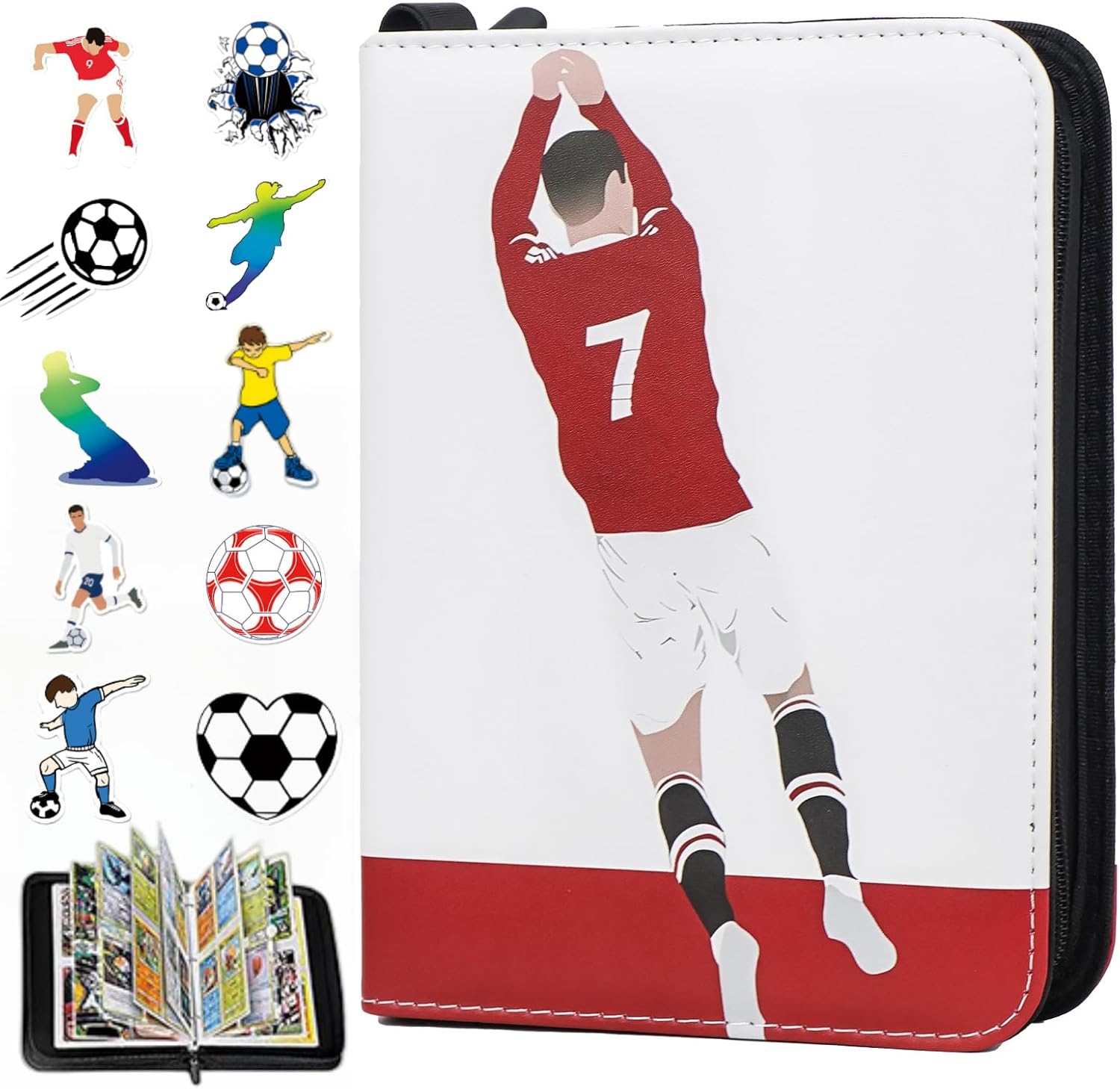 Soccer Card Binder，2024-2025 Sports Trading Card with Sleeves Holder Album ，400 Pockets Soccer Card Holder Sheets Display Storage Protectors for Collectors Boys and Girls Gift