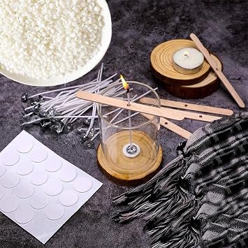 Natural Soy Wax for Candle Making, 14oz Organic Soy Wax Pellets with 20pcs Wick, 20pcs Wick Stickers and 5 Centering Device for Candle Making