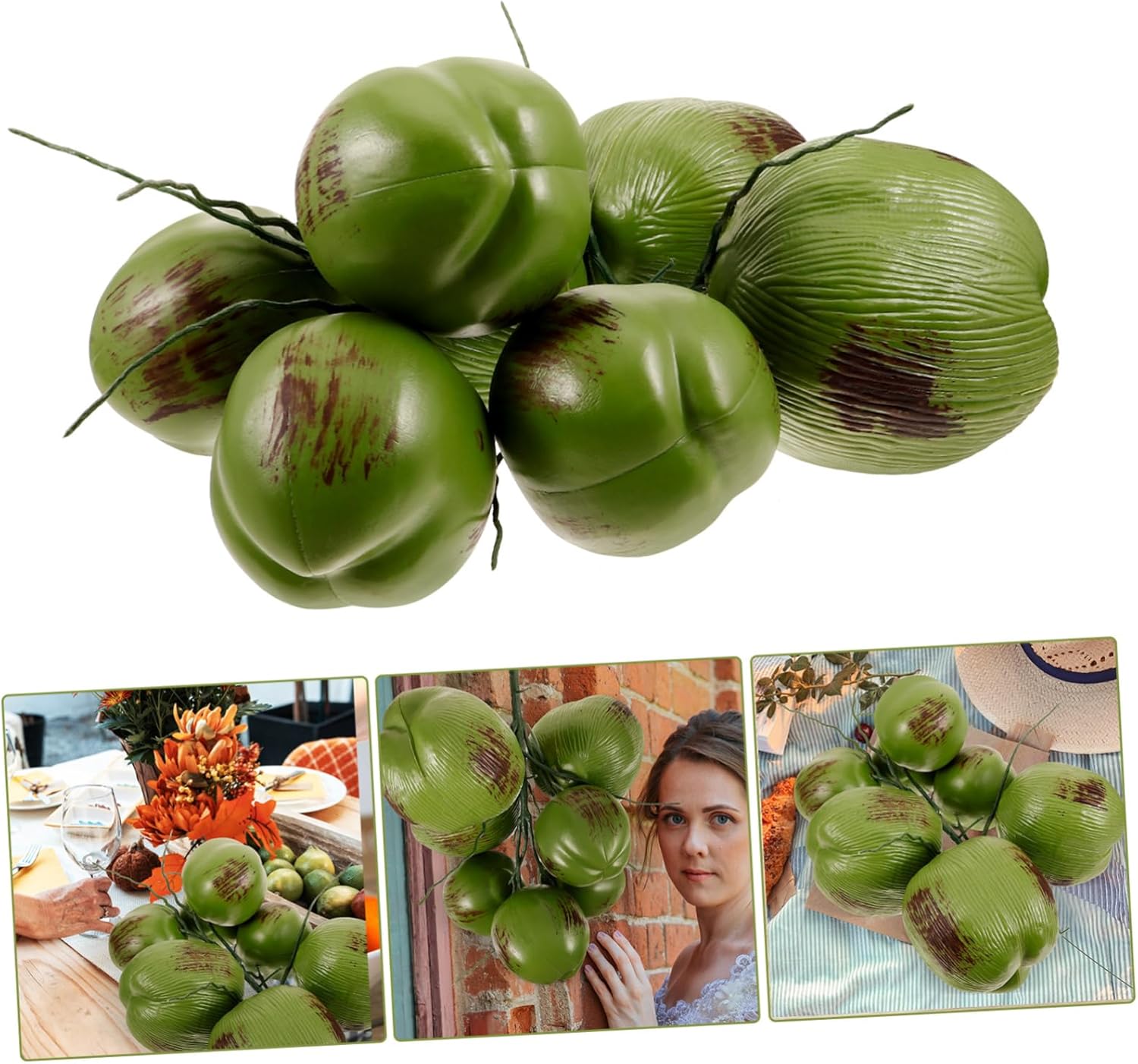 Sosoport 1 Bunch High Simulation Artificial Coconuts Prop Lifelike Tropical Fruit Decor for Home and Party Realistic Craft Model with Safe Materials Photo Shoot Accessory and Decoration