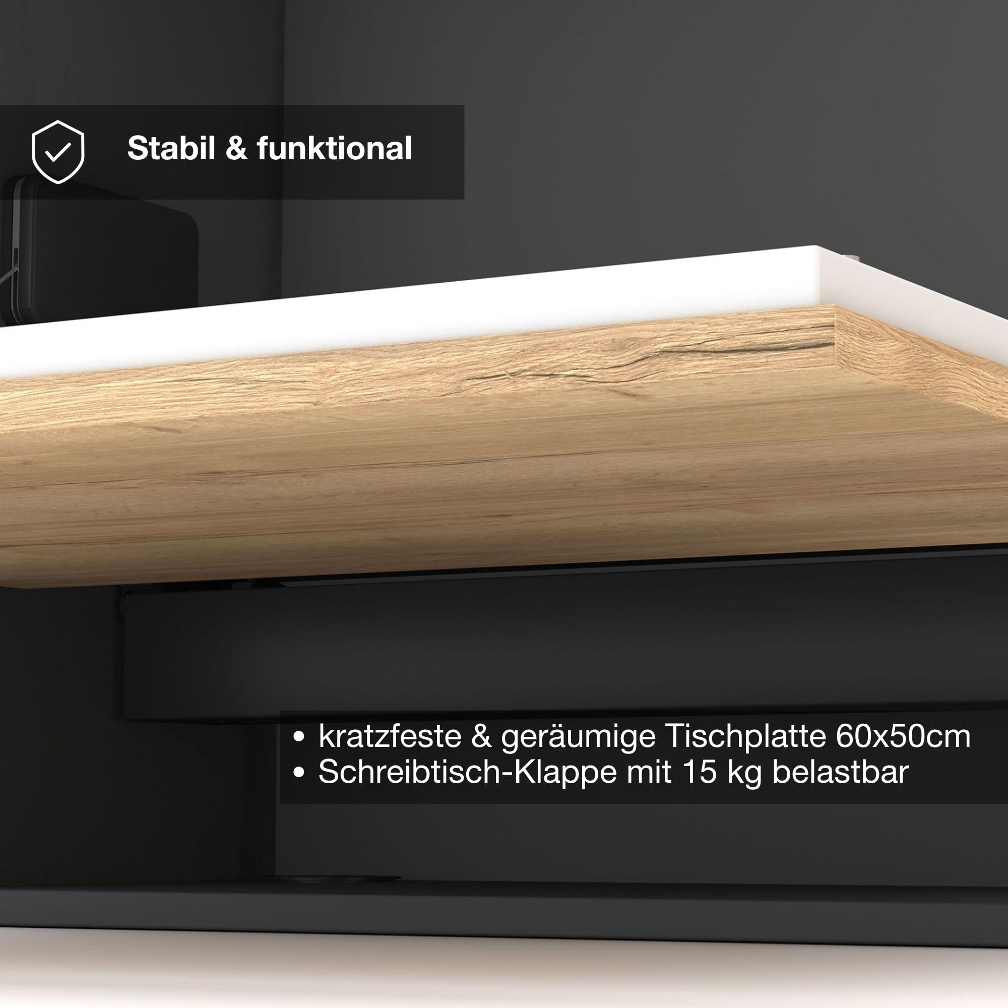 ASSMANN Wandsekretär Cubas Premium 74x80cm Weiß, TÜV-Zertifiziert, fertig montiert für Homeoffice
