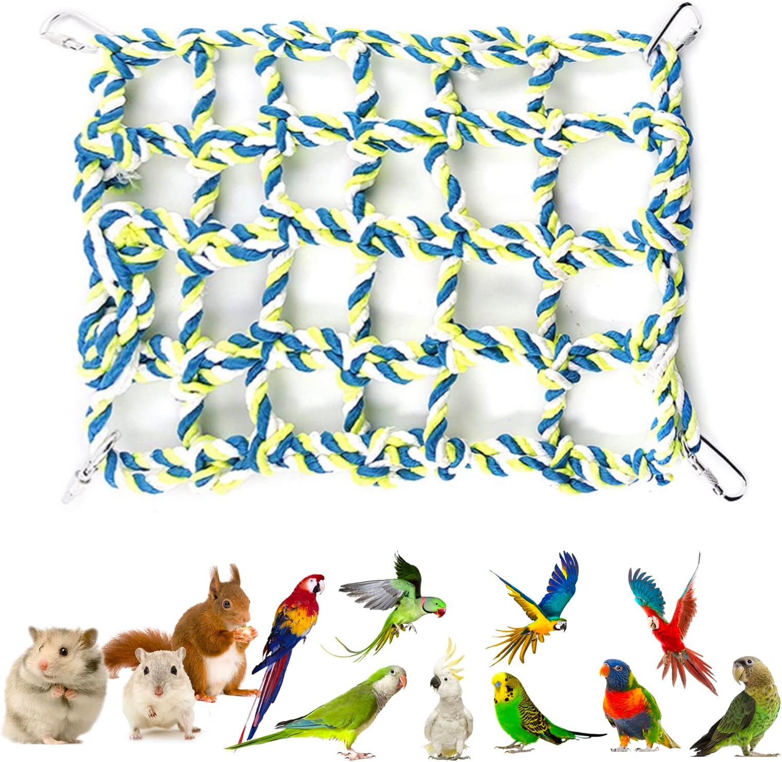 HIMM Small Animal Grid Hammock,Parrot Bird,Rat and Ferret Swing Thick