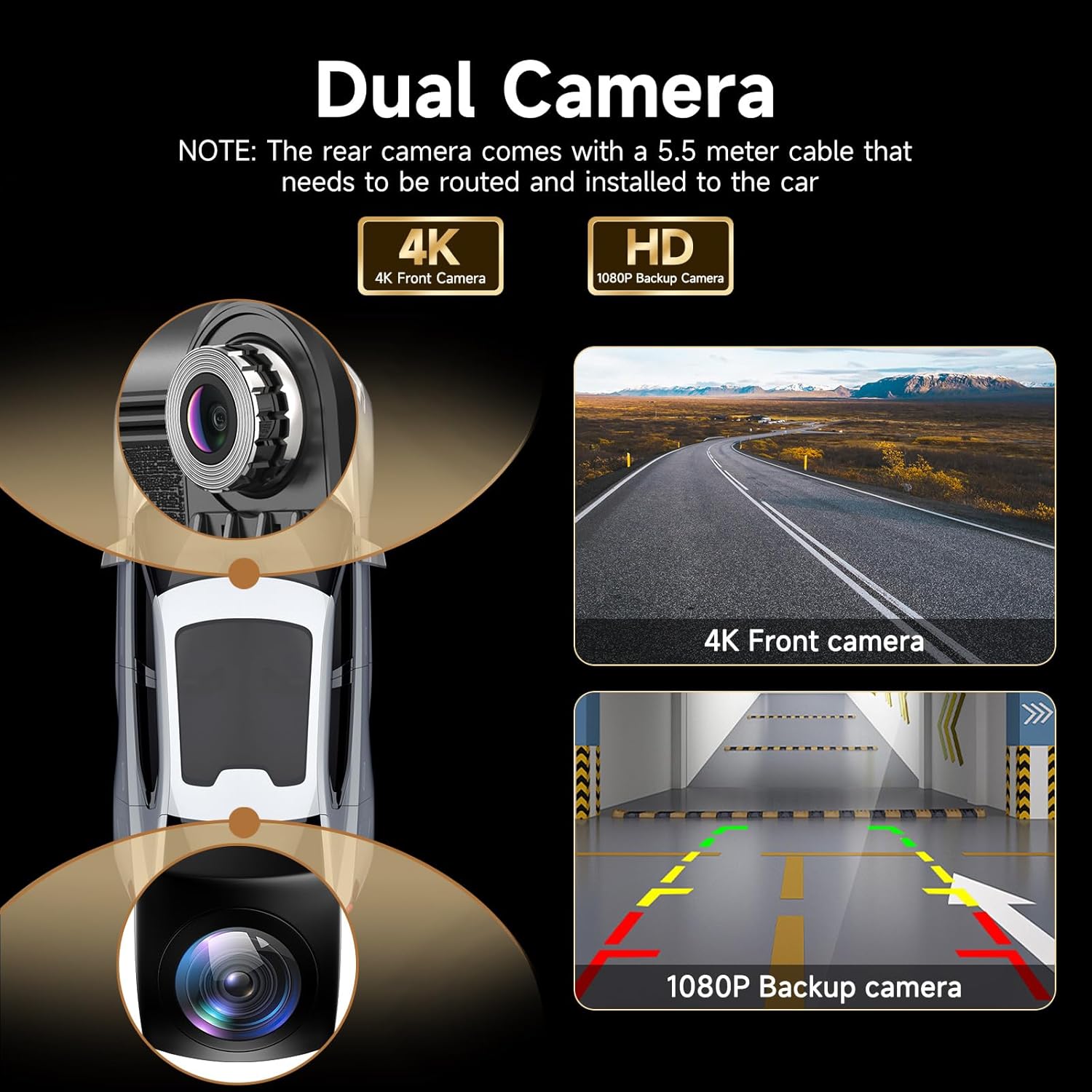 Carplay Screen for Car with 4K Dash Cam, 7'' Portable Wireless A-pple CarPlay & Android Auto Touchscreen with 1080P Backup Camera, Mirror Link/Bluetooth/GPS Navigation/Siri/FM for All Vehicles