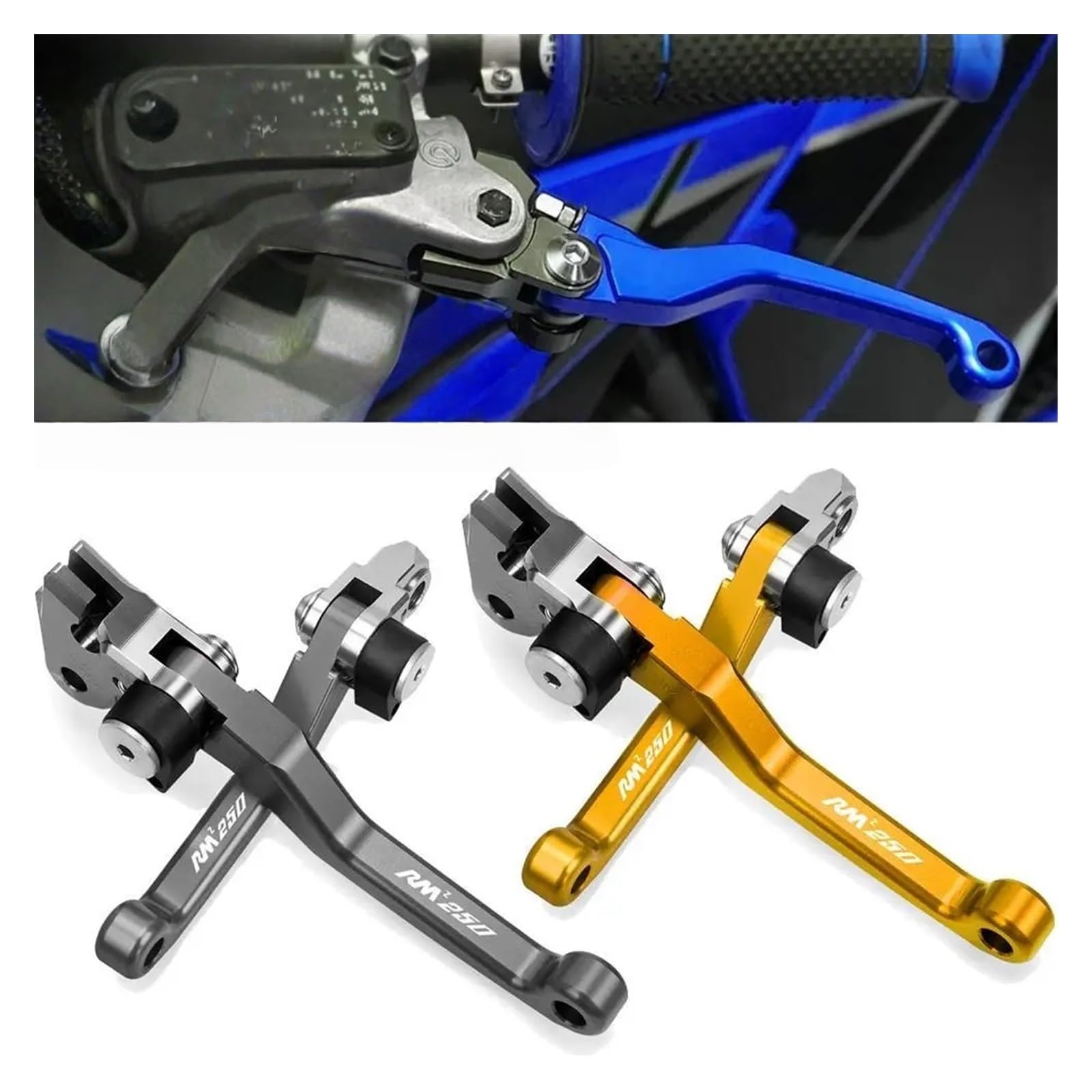 Freno Motocicleta Manija Manetas De Embrague Y Freno Plegables para con Pivote Cable para RMZ250 RMZ 250 2005 2006 2007 2008-2018(G 2007-2018)