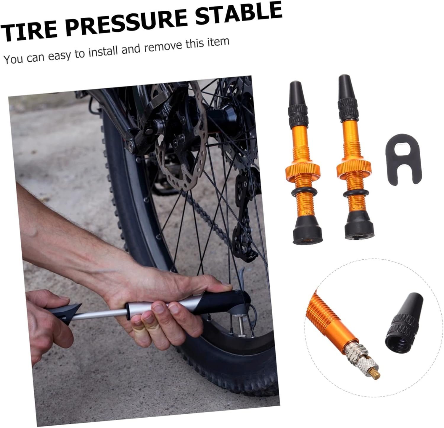 1Pair Tubeless Bike Tire Valves Stems with Easy to Install Essential Accessory for Cycling Compatible with French Air Nozzle
