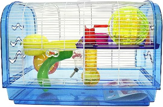 YML Clear Plastic Dwarf Hamster Mice Cage Dome with Color Accessories, Blue