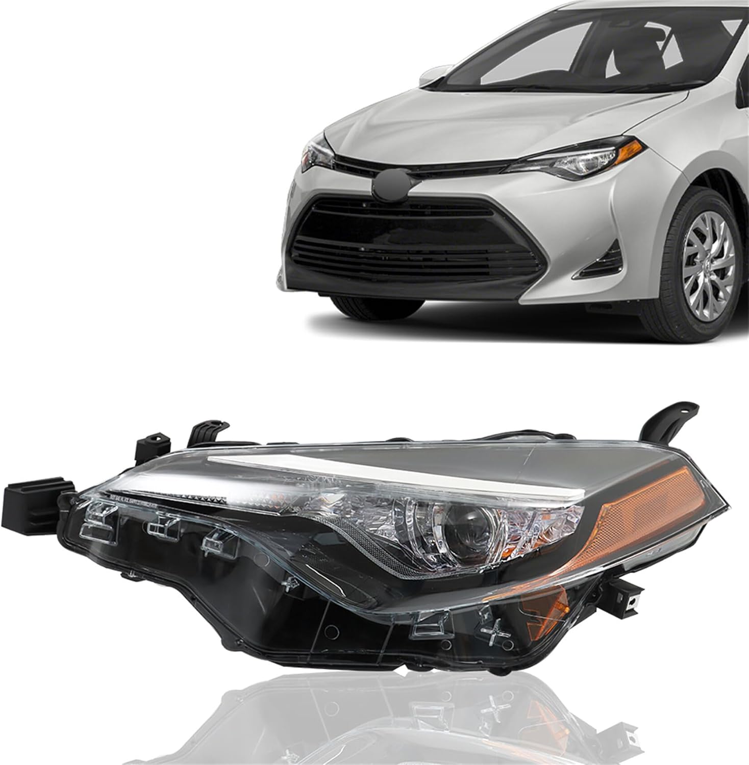 labwork Headlight Assembly Replacement for Toyota Corolla L/LE/LE ECO 2017-2019 Headlamp Front light for Driver Side