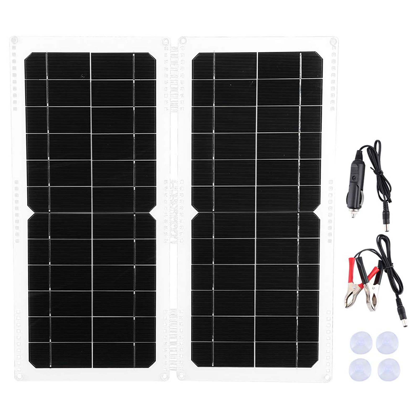 Panneau Solaire éTanche, Haut Rendement Conversion, Chargeur Solaire Pliable Et Portable En Polycristallin avec ContrôLeur Et Accessoires pour Camping-Cars Bateaux Remorques Caravanes,Black