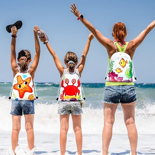 Miniatura 7 de 24 bolsas con cordón de animales marinos, mochila para regalo de fiesta de vida marina, bolsas de regalo para fiesta de océano, bolsas de regalo