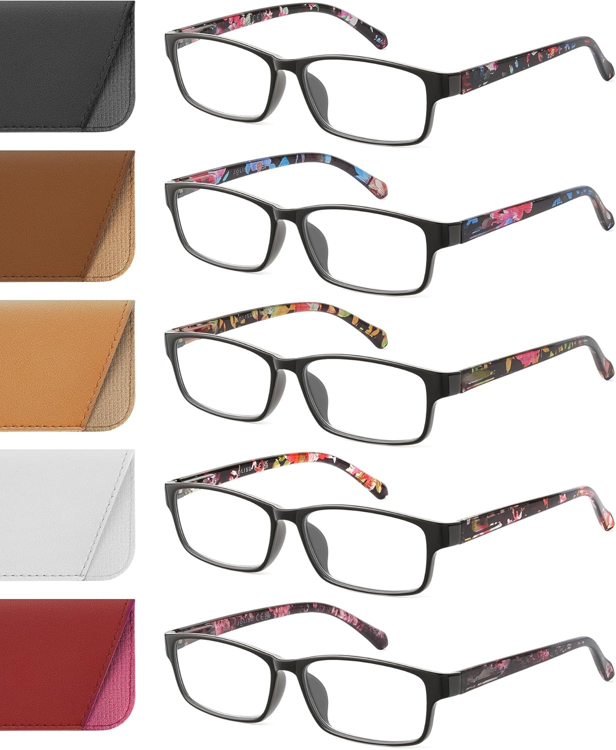 Reading Glasses for Women, 5 Pack Blue Light Blocking Readers, Lightweight Eyeglasses with Spring Hinge - Image 7