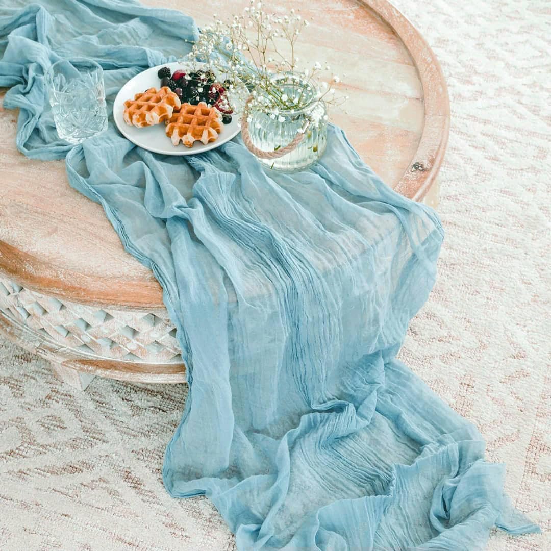 Chemin de table en mousseline de soie rouille 5m pour décoration mariage