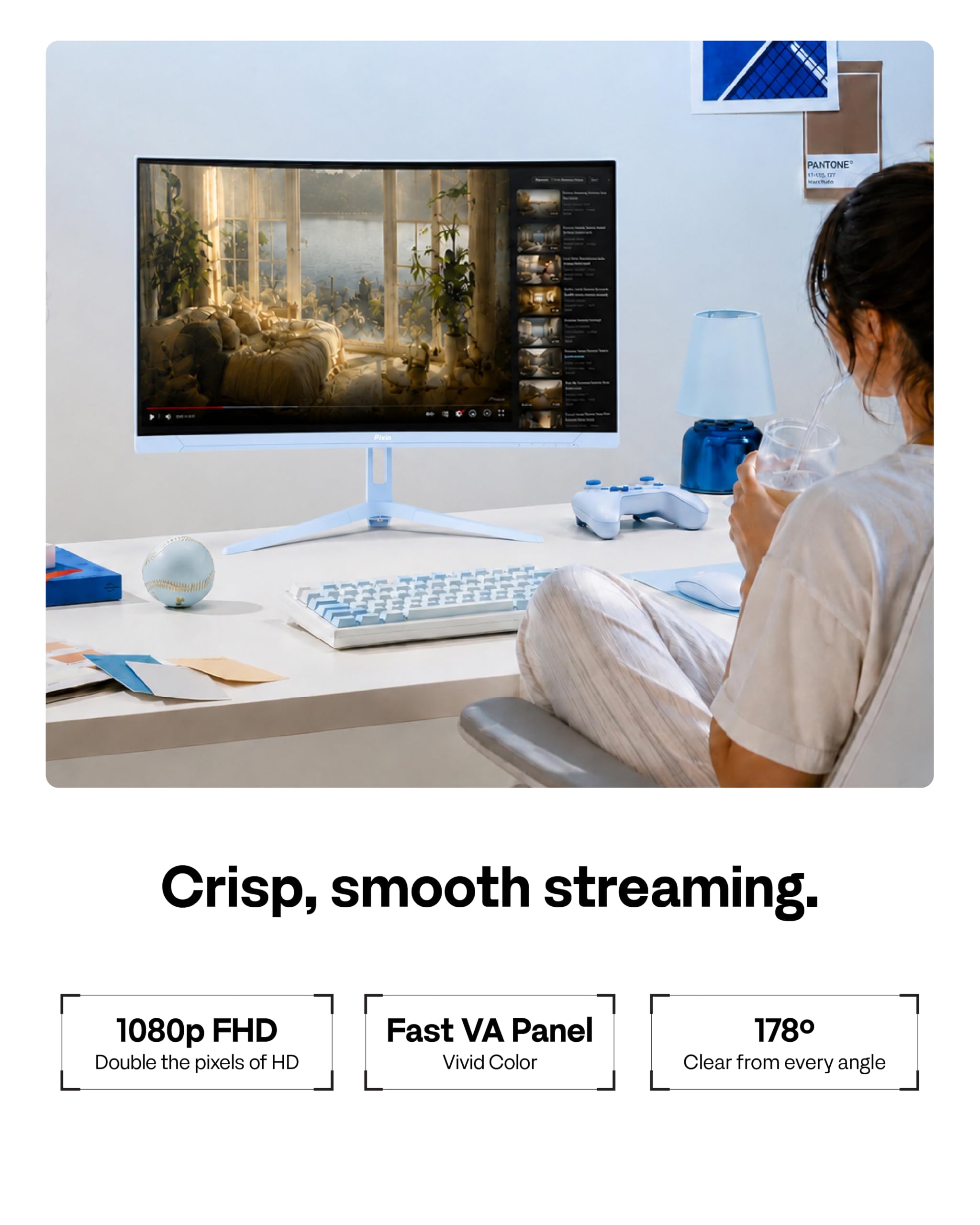 Amazon.com: Pixio PXC248 Wave Blue 24 inch 200Hz Refresh Rate FHD