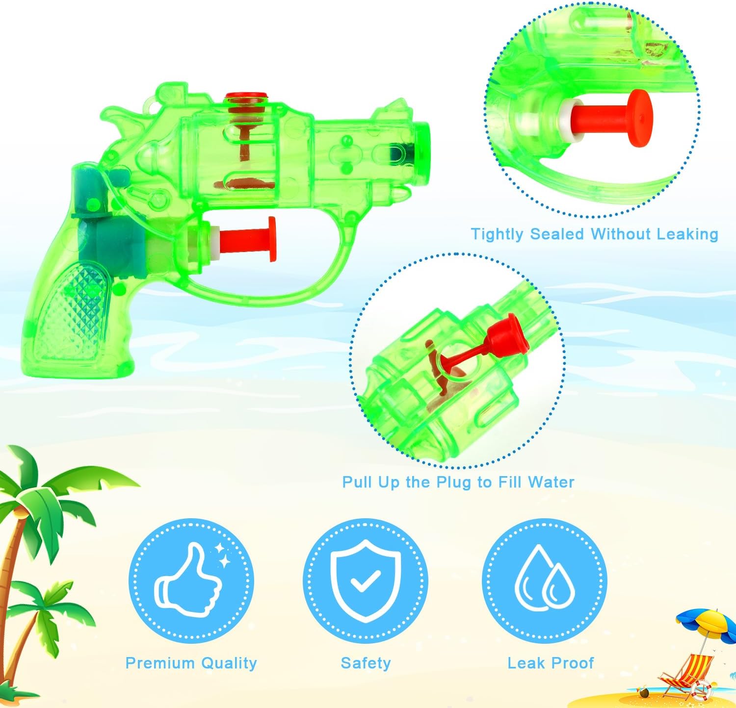 SULOLI 12 Pack Water Guns for Kids, Small Squirt Water Guns Plastic Blasters for Swimming Pool Beach Outdoor Water Fighting Toys