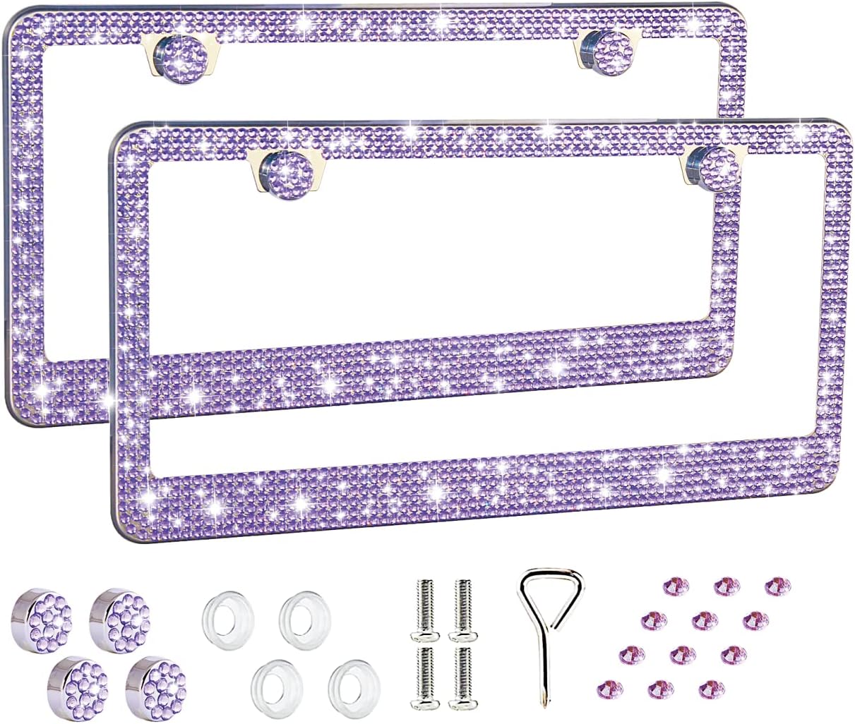 FIISFIIS Bling License Plate Frame for Women,2 Pack Premium