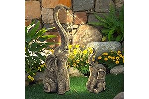 Mothers Day Elephant Gifts - Garden Statues Elephant Decor with LED Solar Lights
