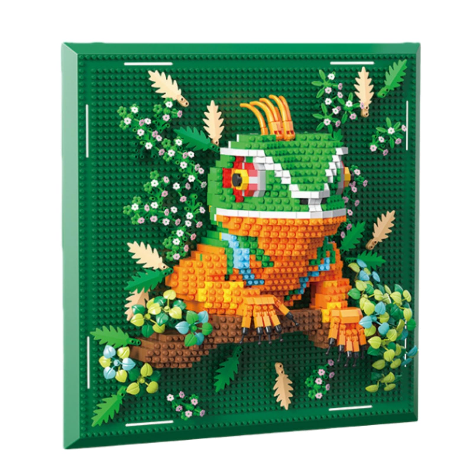 Animal Micro Mini Building Blocks Chameleon Set, 1684 PCS 3D Wall Art Chameleon Framed Bricks Kit, Home Desktop & Wall Mountable Decor, Gift for Adults Teenager