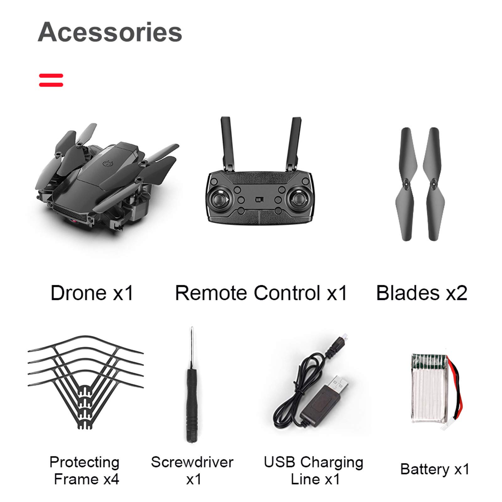 Mini Drone, Doppia Fotocamera 4K Ad Alta Definizione, Controllo del Telefono Cellulare, modalità Senza Testa, Mantenimento Dell'altezza, Rotazione A 360 Gradi, Custodia (Blu 500W)