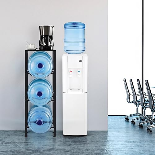 Miniatura 6 de MOOACE Soporte para jarra de agua de 5 galones, soporte para botellas de agua de 3 niveles con estante de almacenamiento, dispensador de agua