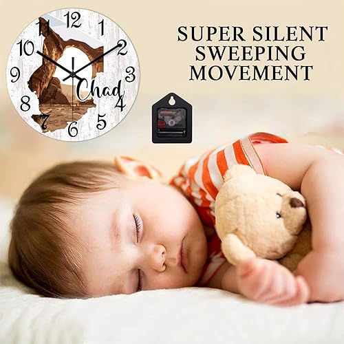 Miniatura 4 de Funlucy Reloj de pared decorativo Chad Country Landmark Scenery Reloj de pared Chad Relojes de madera silenciosos funciona con pilas de 15 pulgadas,