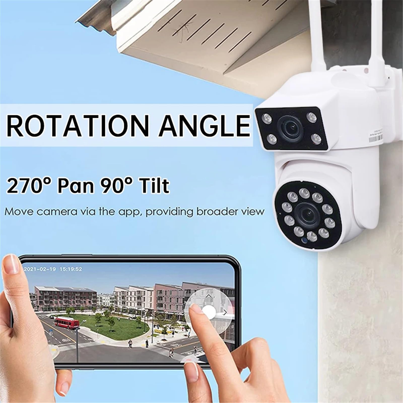 Kamera bezpieczeństwa, Kamera PTZ WIFI 2MP z podwójnym obiektywem i ekranem, kamera IP zewnętrzna HD, automatyczne śledzenie, ochrona bezpieczeństwa, monitoring CCTV(NO CARD)