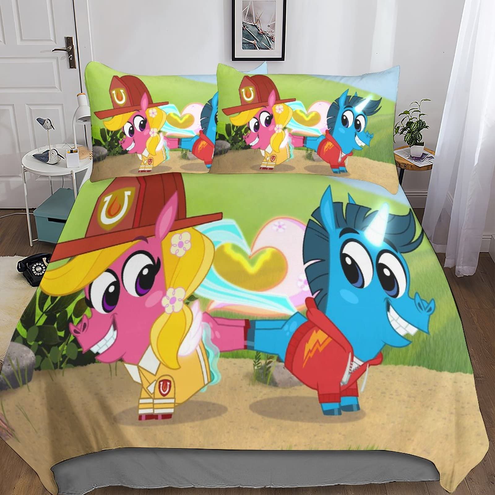 Housse de couette 220x240 antiffroissage pour lit king avec parure de lit animation 3D
