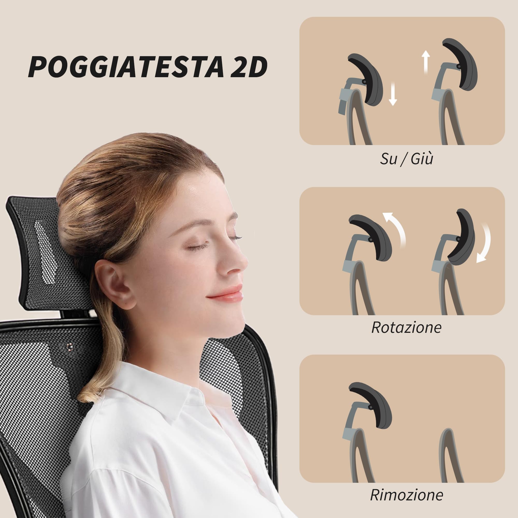 Vinsetto Sedia Ufficio Ergonomica 106-116cm Altezza Regolabile Grigio Scuro