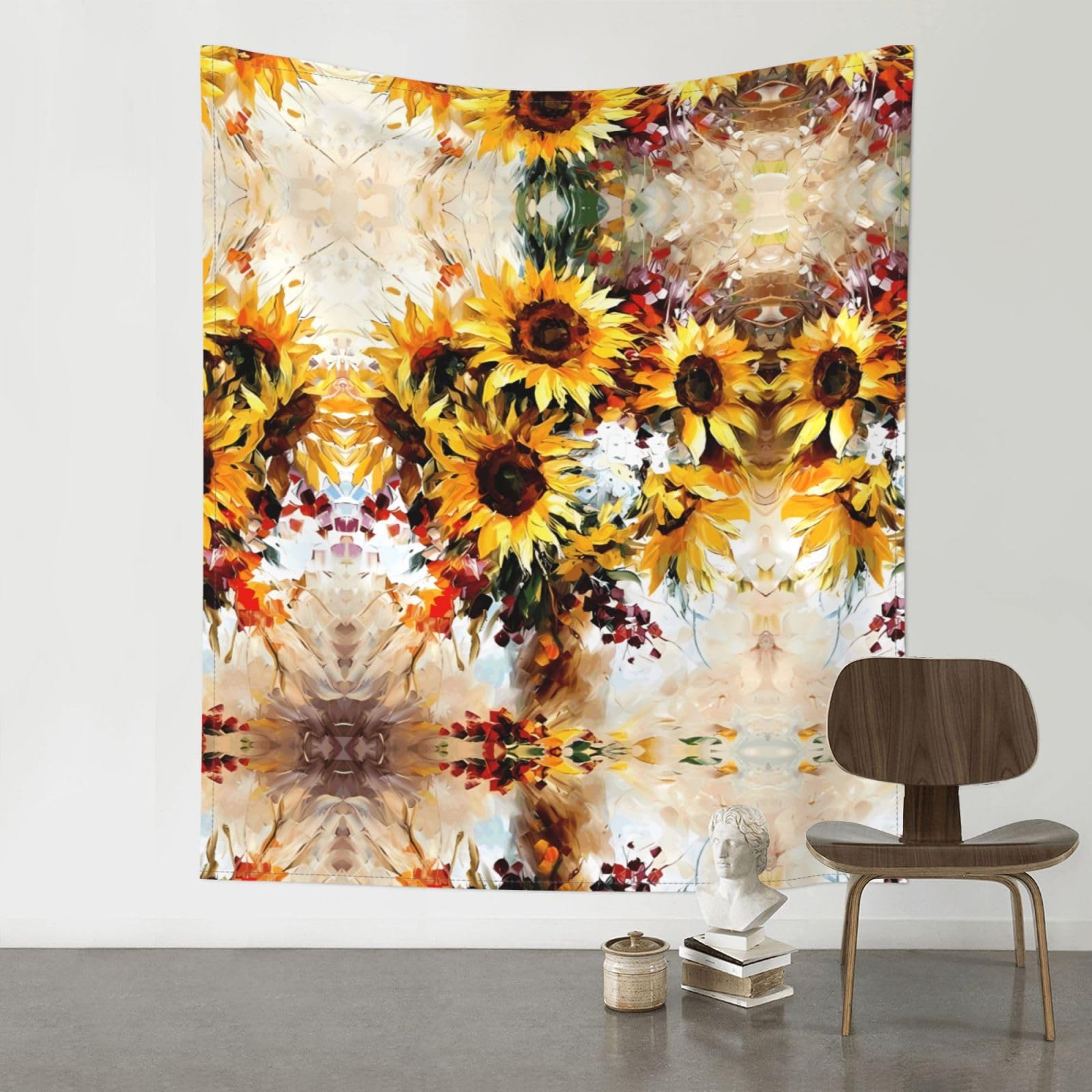 WHJSSF Oil Painting Sunflower Prints 60x51in Wall Tapestry Bohemian Throw Blanket Dorm Decor Beach Picnic Cover