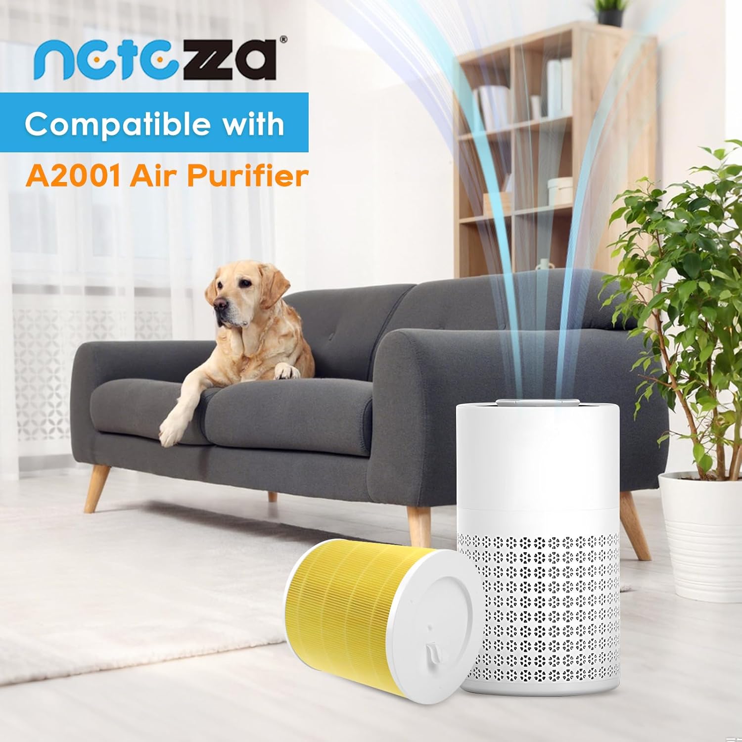 A2001 Replacement Filter Compatible with A2001 air Purifier, 3-in-1 High efficiency activated carbon Filter,2PACK,Yellow - Image 3