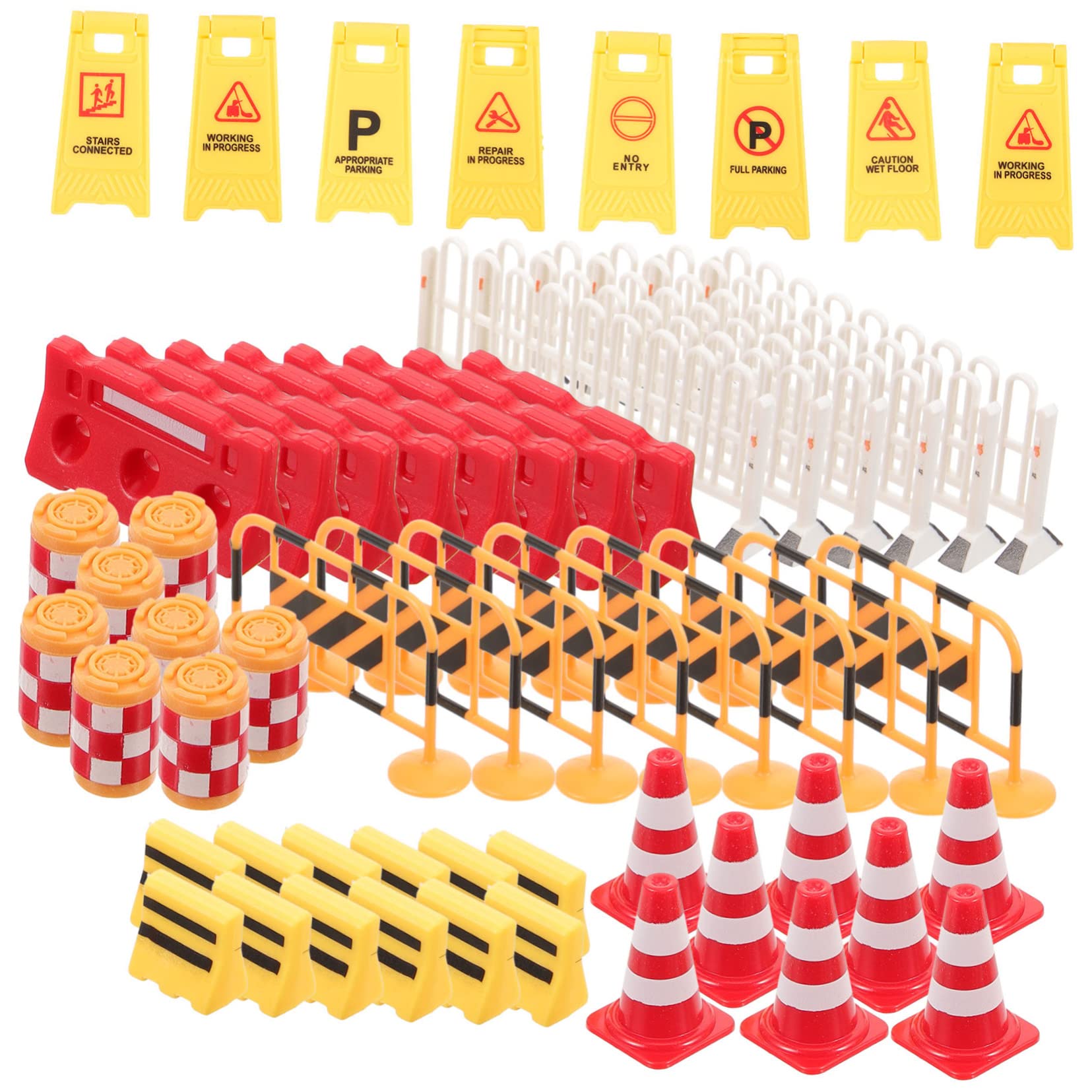 186 Pièces Modèle de Jouet de Transport Jouet de signalisation routière Panneau de signalisation de Simulation vehicule de Chantier Signaux Routiers Mini Panneaux de signalisation