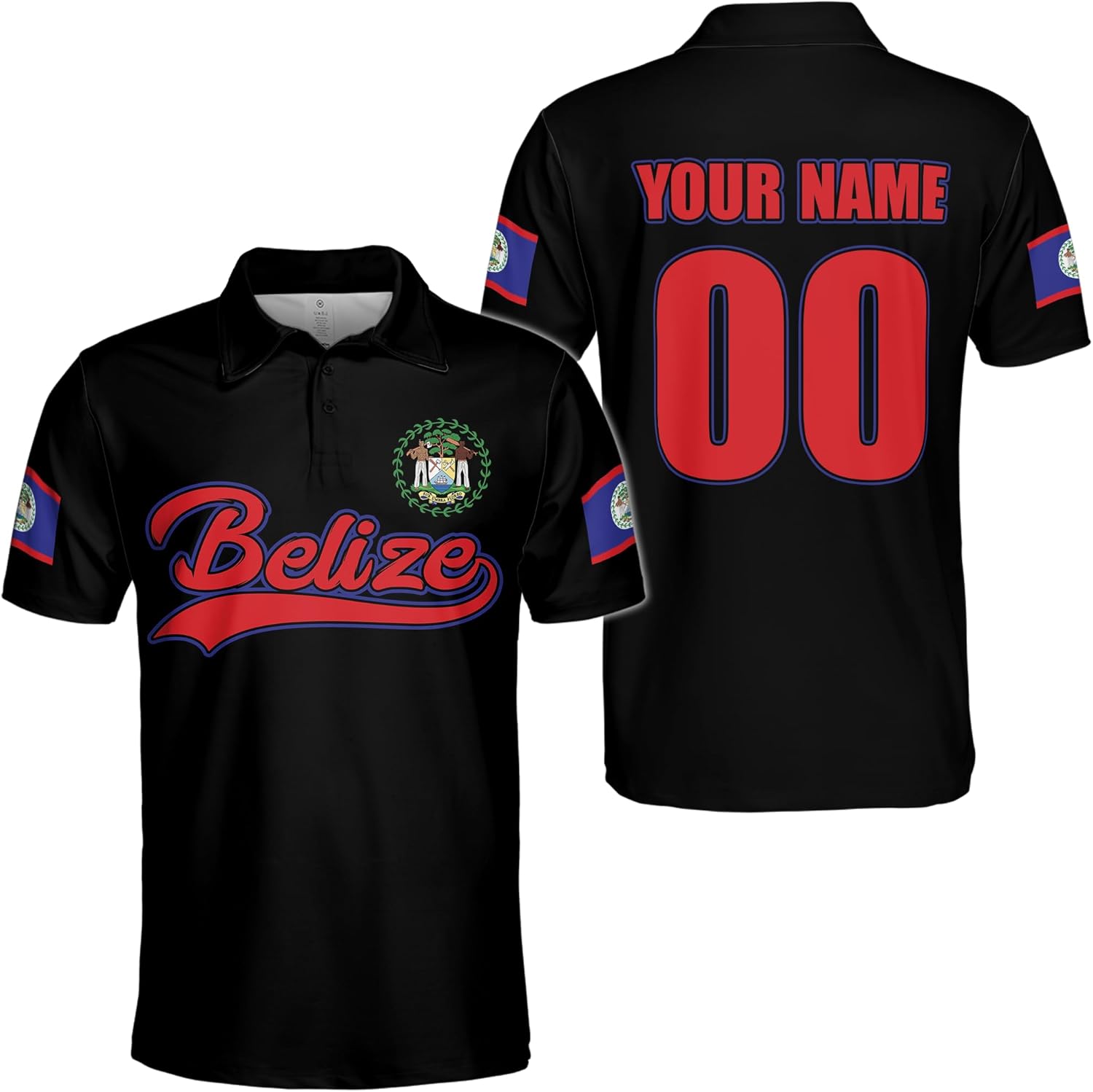 ThuhaTree Store Personalized Belize Men & Women Polo Shirt S-5XL, Belize Polo Shirts, Belize Polo, Polo Belize for Men (Style 5) Multi