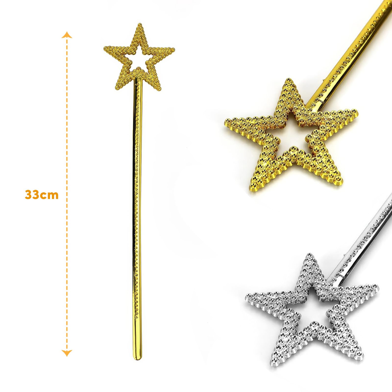 Varita De Princesa Con Purpurina Y Estrella Mágica - Set De 2 Unidades De 33 Cm Para Niñas, Disfraz De Hada, Fiesta De Cumpleaños Y Juego De Fantasía