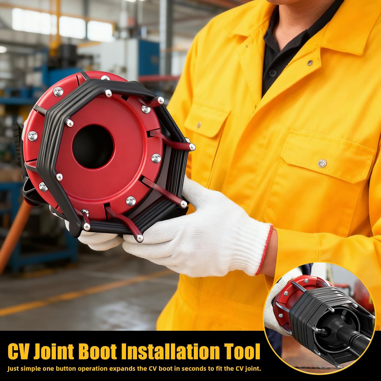 Automotive Universal Pneumatic CV Joint Boot Installation Tool, CV Boot Expander Rod Spreader Installation Removal Tool Kit with 2 Sets of CV Joint Boot Repair Kits for Most Vehicle, UTV, ATV
