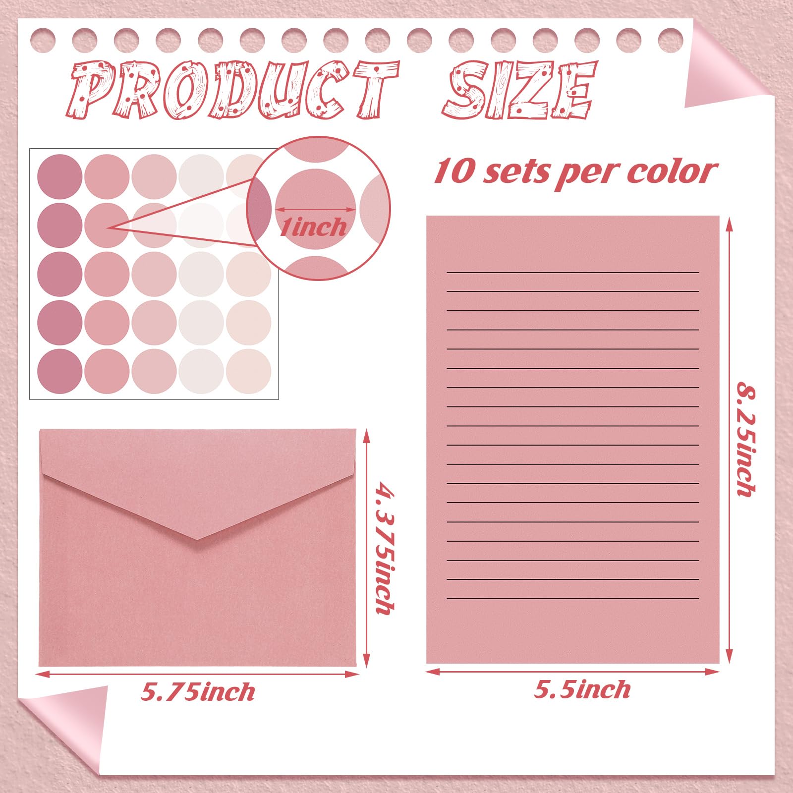 Gilprop Juego de 100 piezas de papel de papelería con diseño de rosas polvorientas y sobres, incluye 50 papeles de papel para escribir cartas y 50 sobres para oficina escolar, 5.5 x 8.25 pulgadas