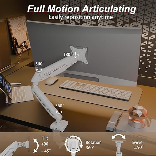 Miniatura 2 de Brazo de monitor, soporte de monitor de resorte de gas para pantallas de 17 a 35 pulgadas de hasta 24.3 libras, montaje ajustable con abrazadera en