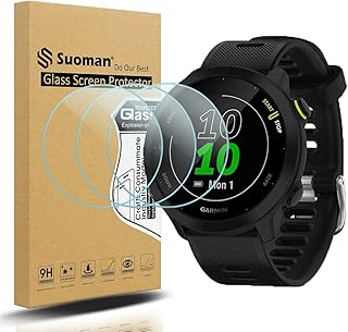 Suoman 3-Pack for Garmin Forerunner 55 Screen Protector, 2.5D 9H Hardness Tempered Glass Screen Protector for Garmin Forerunner 55 Smartwatch