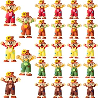 25 Pcs Fall Scarecrows Mini Figurines Thanksgiving Rubber Scarecrow Figu...