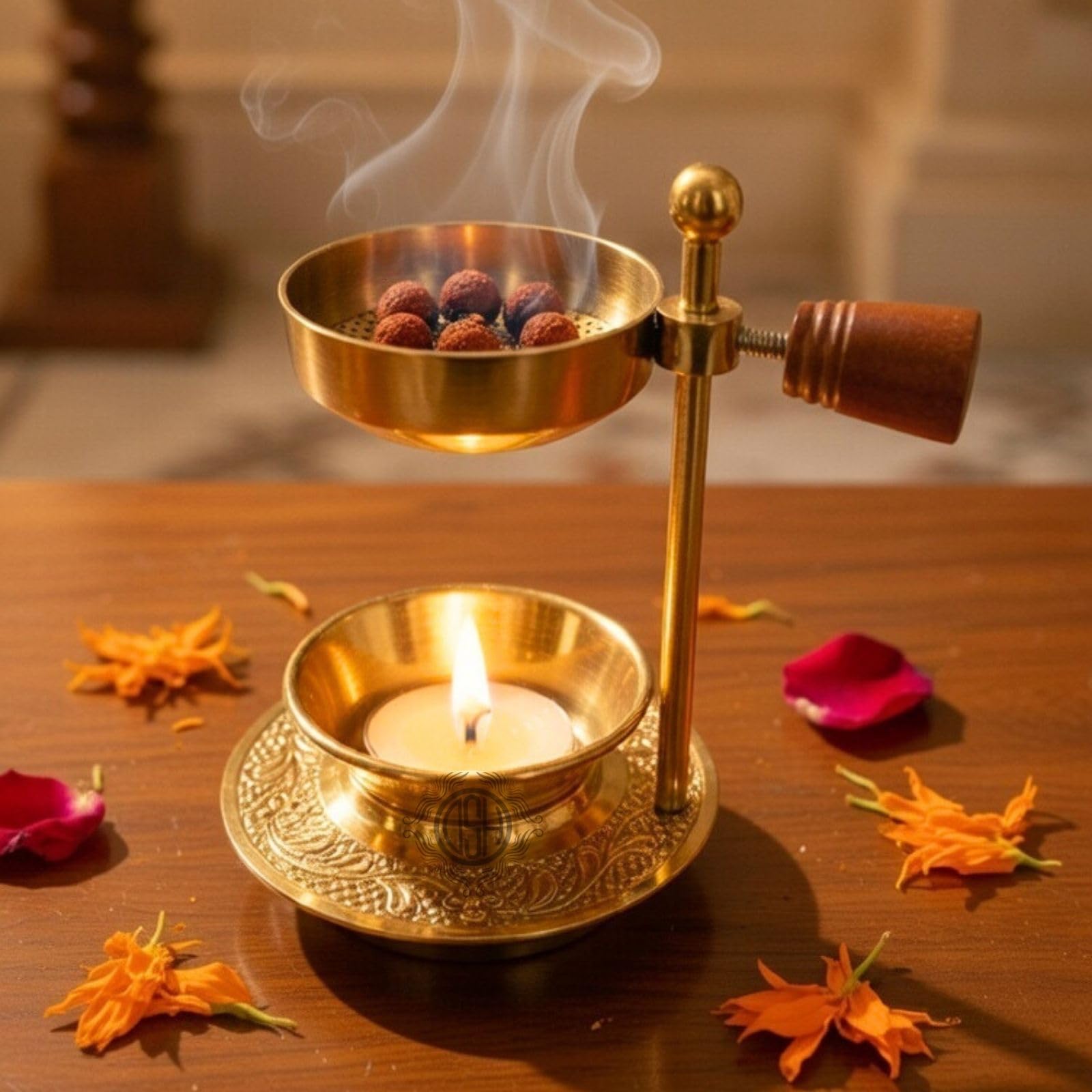 DSH Incense Holder Tea Light Candle or Charcoal Resin Heated for Home Decor Height Adjustable Sambrani Dhoop Holder for Home Fragrance & Spiritual-image-13