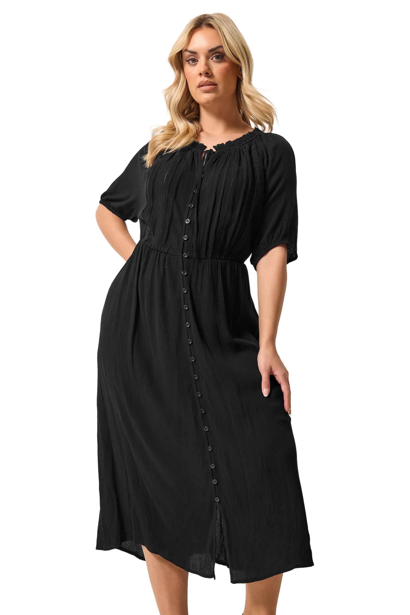 Yours Women's Black Embroidered Maxi Dress In | Size: 18