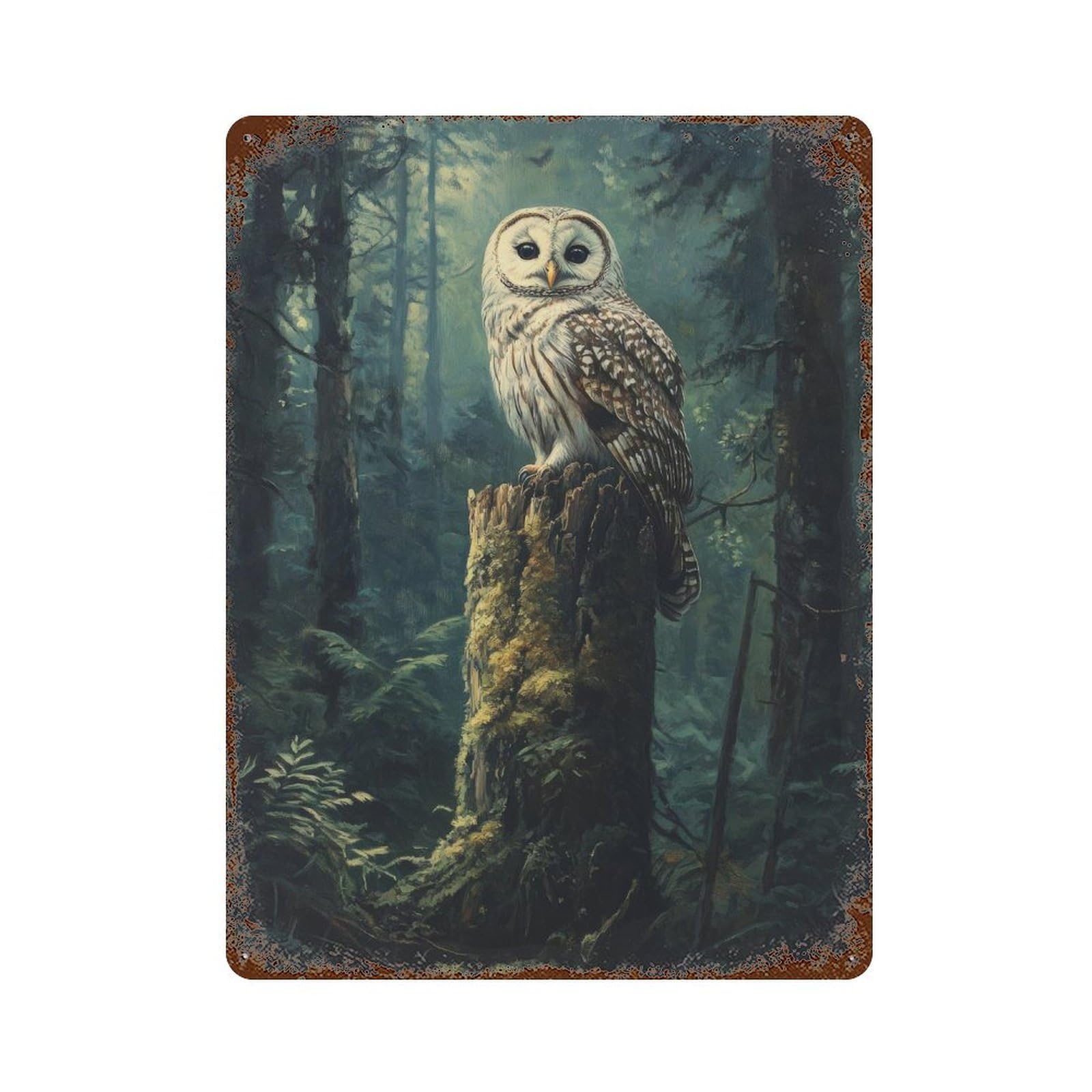 Owl Cottagecore Dark Academia Decor Antique Animal Illustration Woodland Rustic Vintage Wall Decor Art Metal Tin Poster Modern Home Decor Art Home Bar Shop Decorations Vintage Sign 40x30cm