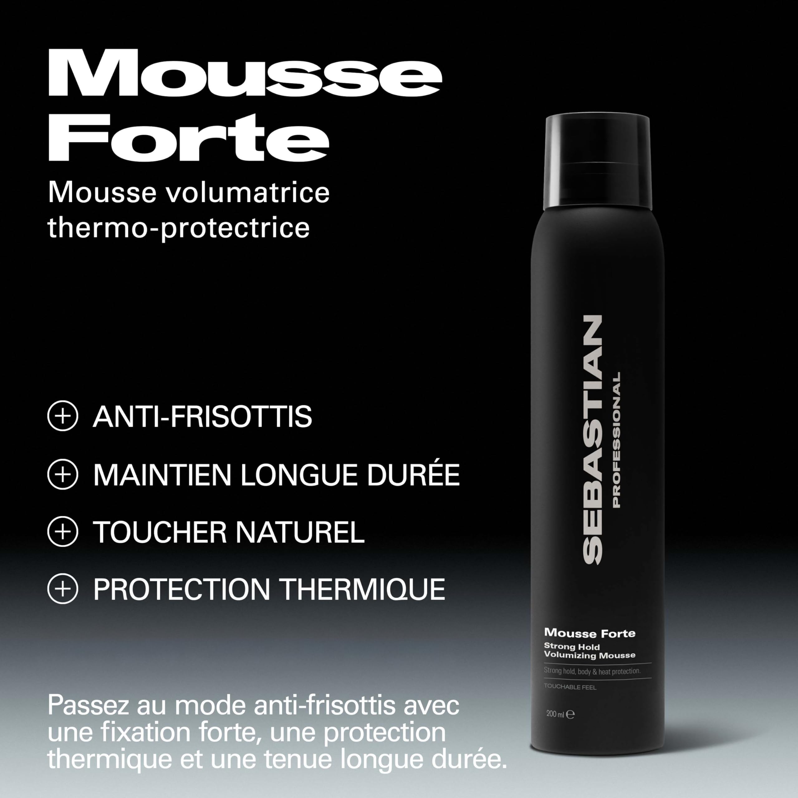 Sebastian Professional Mousse Forte – Mousse volumatrice thermoprotectrice cheveux professionnel – 200 ml