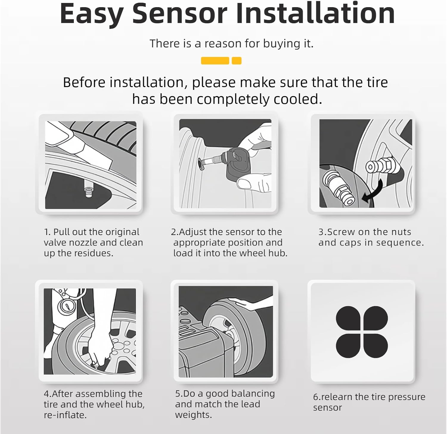 Tire Pressure Monitoring System Sensor (TPMS) Compatible with 06-12 Azera 07-10 Elantra 09-10 Santa Fe 08-12 Veracruz 06-10 Magentis 05-10 Optima 07-11 Rondo NX-S051-4 529332G200 315 Mhz 4-pc
