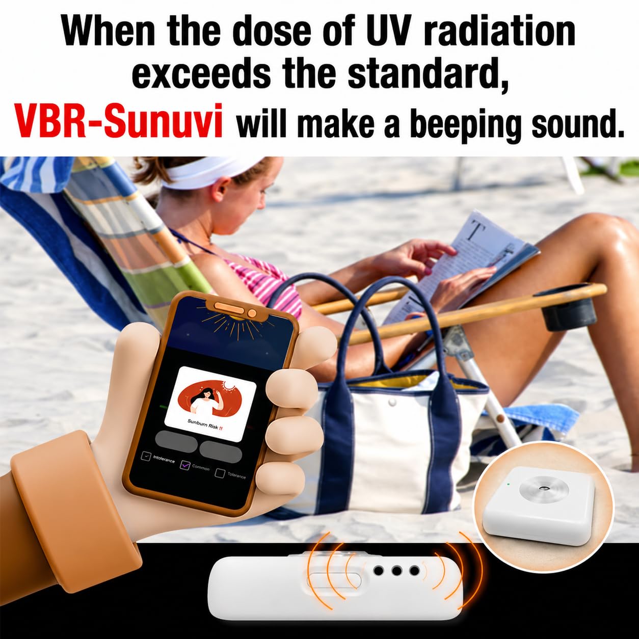 Medidor de índice UV con Alarma de dosis (0–22 UVI), Aviso sonoro Cuando los Niveles UV Son peligrosos, aplicación Bluetooth, medición de exposición UV al Aire Libre