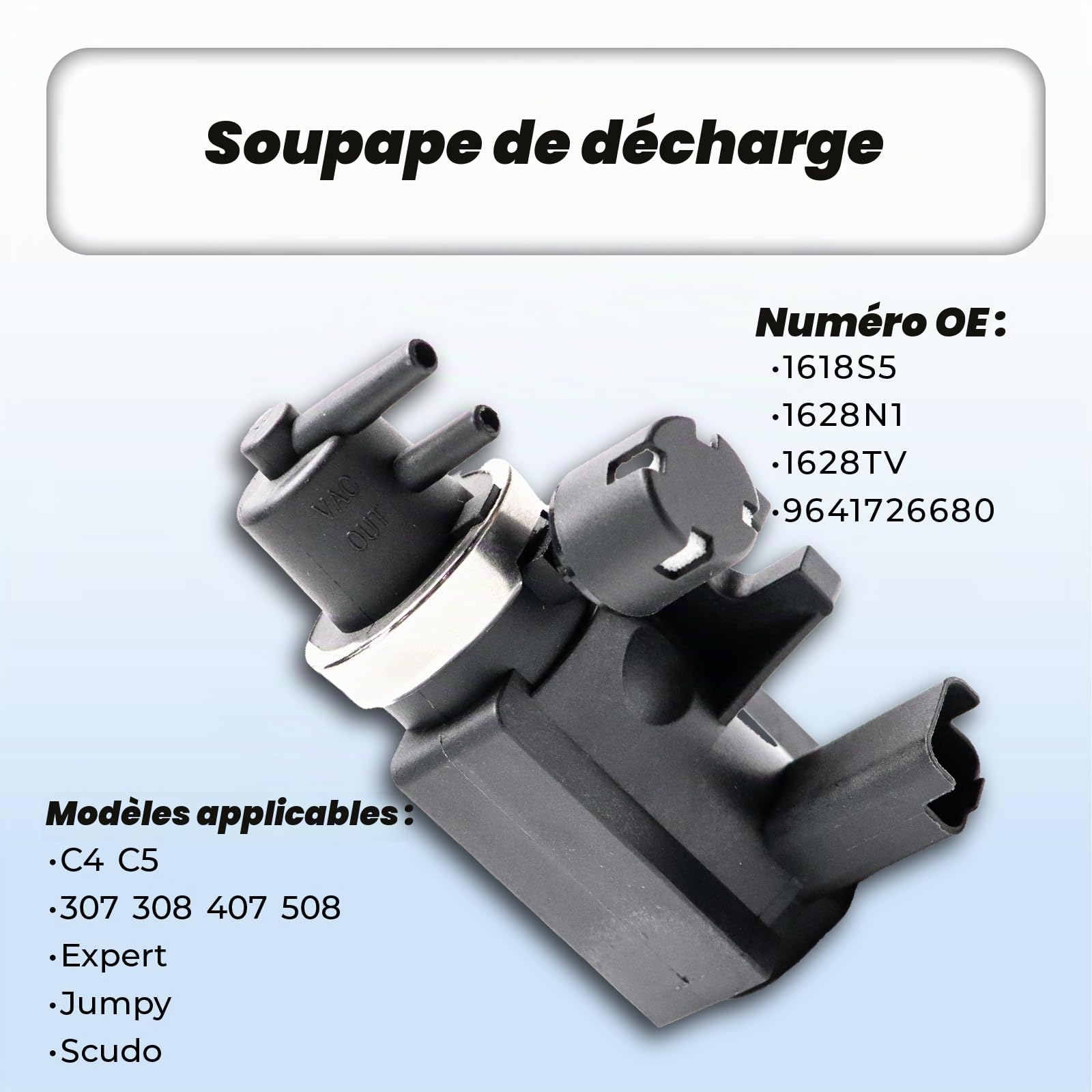 Électrovanne Pression Turbo 1618S5 1628N1 avec Peuge0t Citroën pour 2.0 HDi D Multijet 9641726680 9645029180