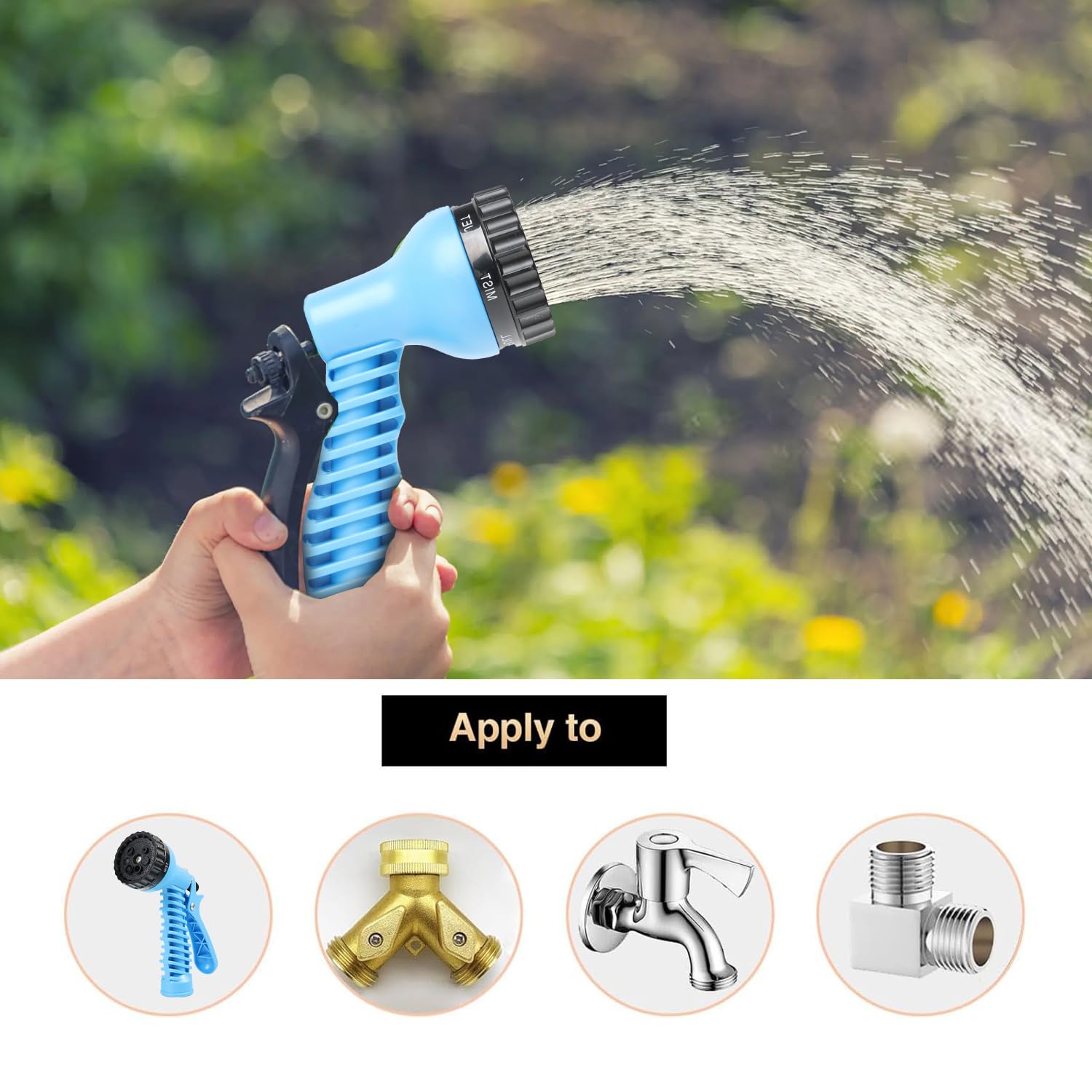 HERZO Tuyau d'Arrosage Flexible 30m, Anti-Torsion et Résistant, avec Pistolet d'Irrigation à 7 Jets, Idéal pour Jardin et Nettoyage (100FT)