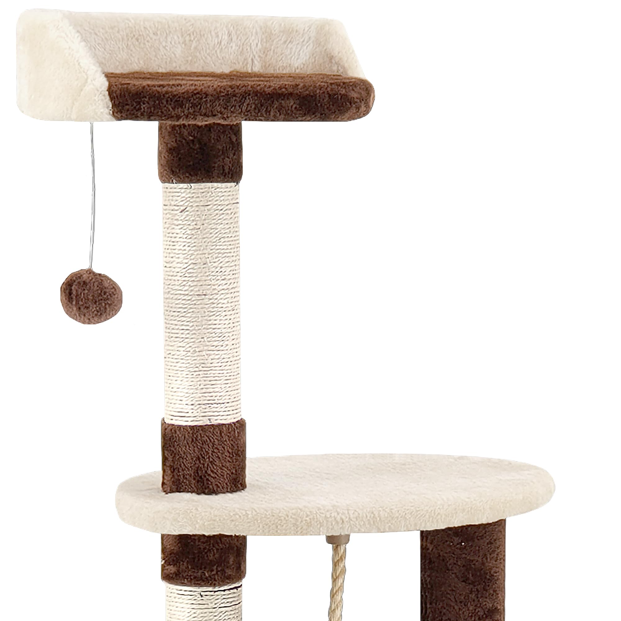 Beltom® TIRAGRAFFI per Gatto Alto 112 CM Parco Gioco Giochi GRAFFIATOIO SISAL Cuccia Albero Gatti Tira Graffi Palestra - Marrone-Beige
