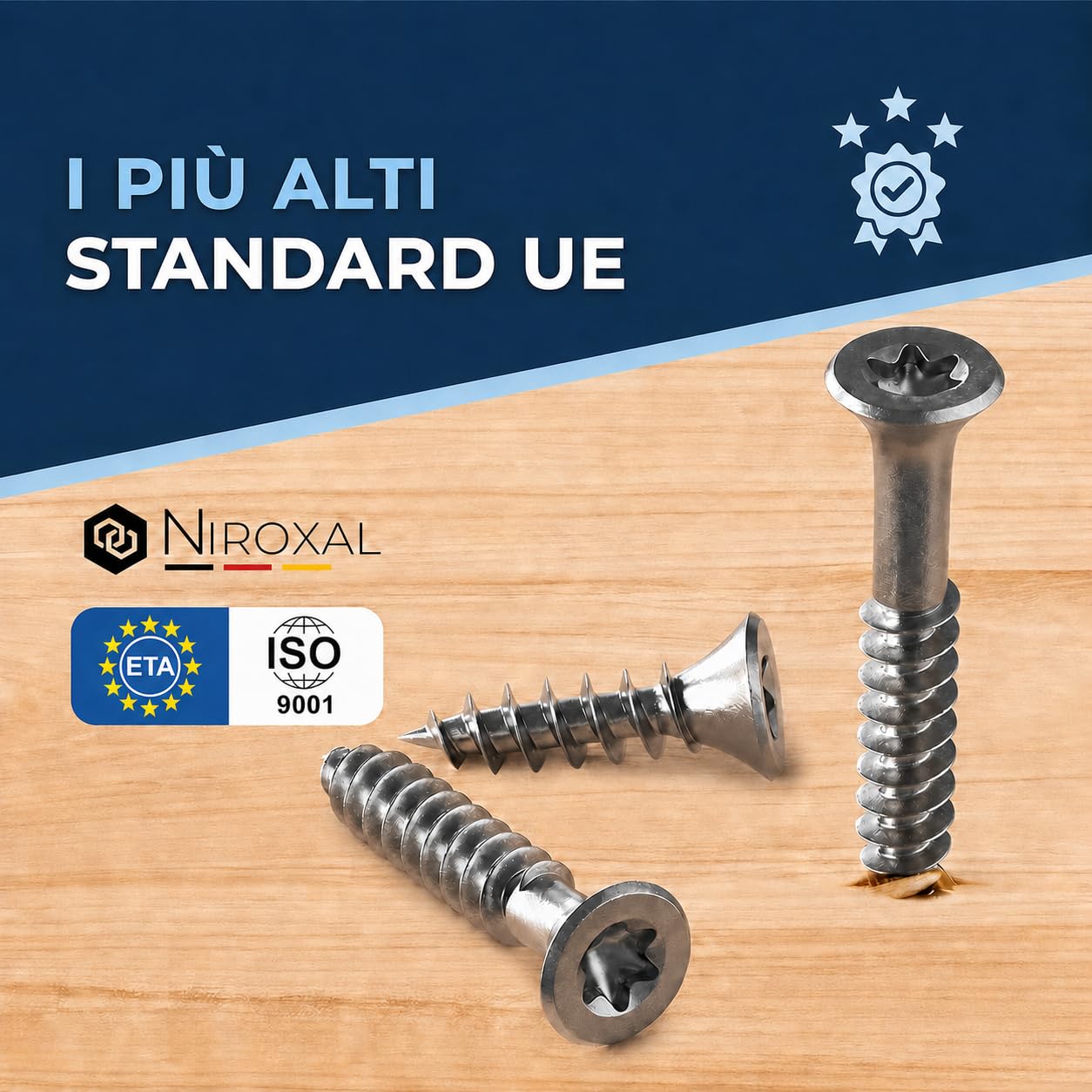 Viti per legno Ø4x16 mm testa svasata 90° TX20 – acciaio inox A2 V2A – filetto totale – testa rinforzata – per fai da te e hobbisti – 100 pezzi – per fissaggi precisi