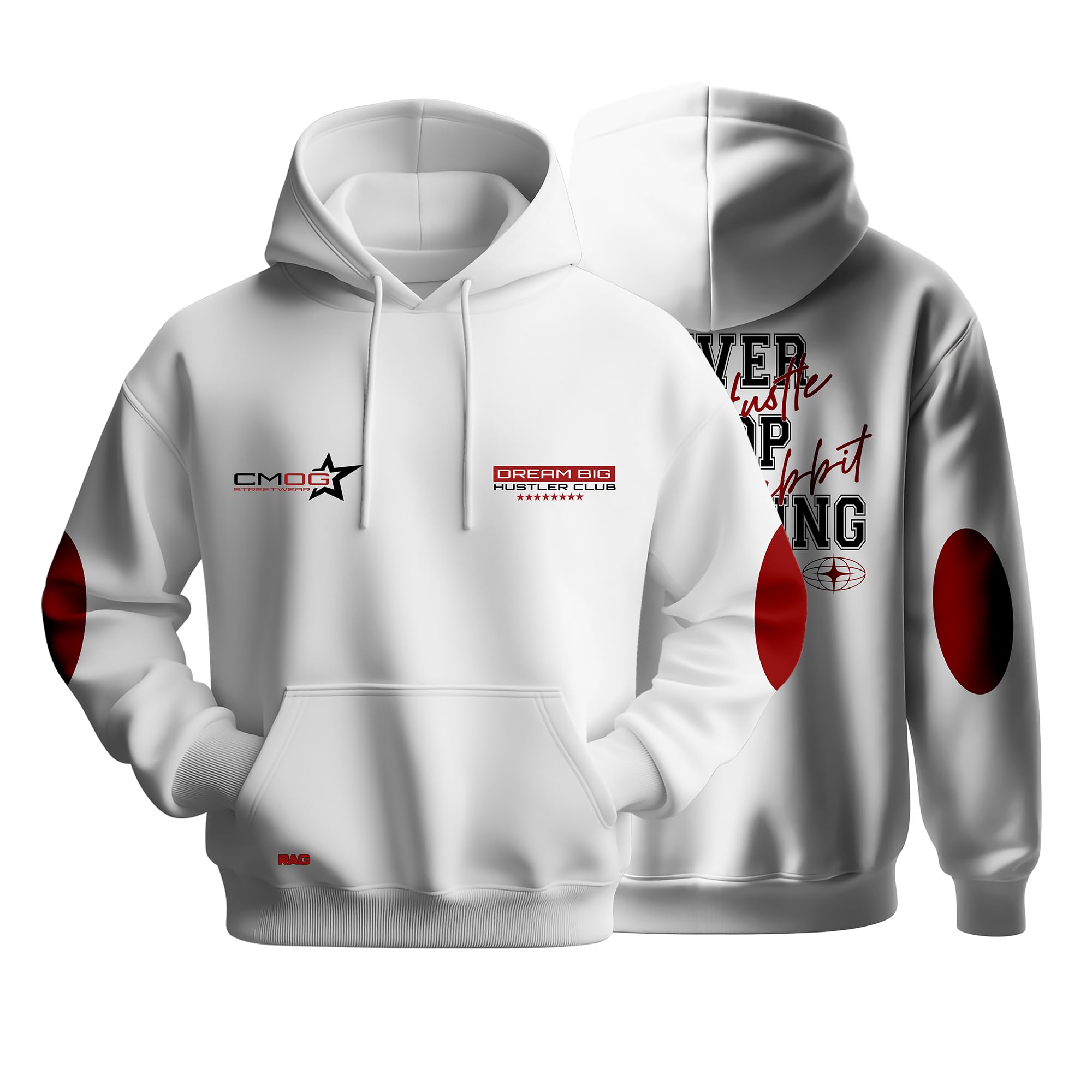 CMOG Hoodie 100% Cotton Graphic Printed Hoodies for Men & Women White Hoodie-image-12